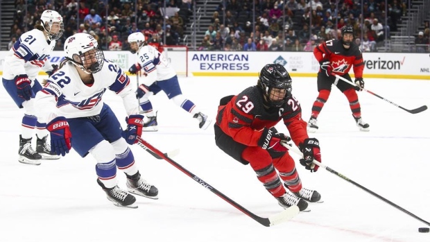 Riley Brengman (22) Marie-Philip Poulin (29), The Canadian Press Riley Brengman (22) Marie-Philip Poulin (29)