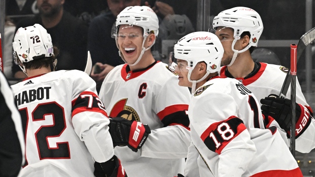 Ottawa Senators celebrate, The Canadian Press Ottawa Senators celebrate