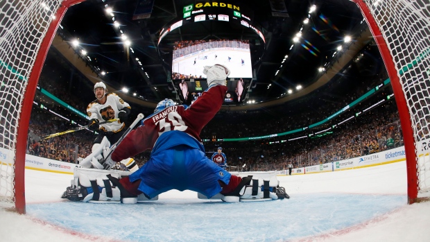 David Pastrnak and Pavel Francouz, The Canadian Press David Pastrnak and Pavel Francouz