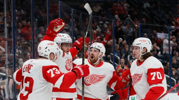 Detroit Red Wings celebrate, The Canadian Press Detroit Red Wings celebrate