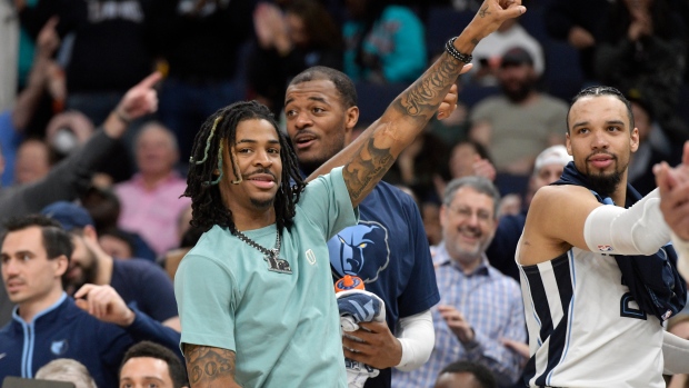 Memphis Grizzlies' bench celebrates, The Canadian Press Memphis Grizzlies' bench celebrates