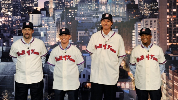 John Smoltz, Craig Biggio, Randy Johnson and Pedro Martinez, CBS Photo Archive/CBS/Getty Images John Smoltz, Craig Biggio, Randy Johnson and Pedro Martinez