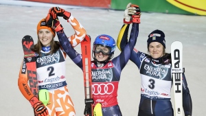 Chasing win 81, skier Shiffrin leads slalom after first run