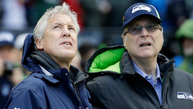 Seahawks head coach Pete Carroll and owner Paul Allen, The Canadian press Seahawks head coach Pete Carroll and owner Paul Allen