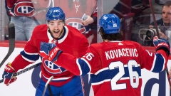 Montreal Canadiens' Jonathan Drouin and Johnathan Kovacevic