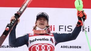 Braathen leads first run of World Cup slalom race