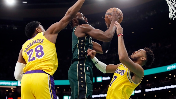 Brown forces OT, Celtics snap skid by beating Lakers