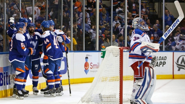 New York Islanders celebrate, The Canadian Press New York Islanders celebrate