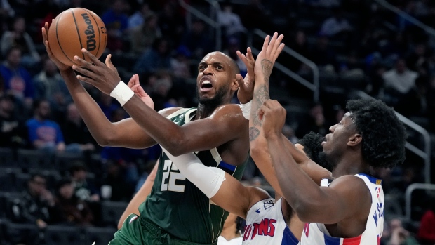 Middleton leads short-handed Bucks past Pistons