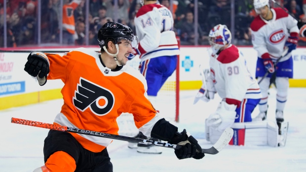 Frost scores late, Flyers beat Habs for fourth-straight win