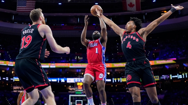 Harden, Embiid lead 76ers to win over Raptors
