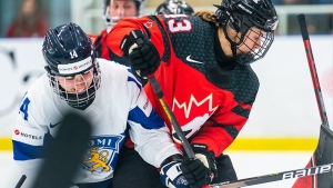 Canadian women beat Finland in world hockey championship warm-up