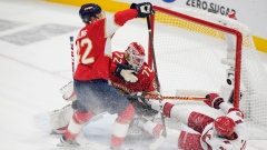 Sebastian Aho, Sergei Bobrovsky, and Gustav Forsling