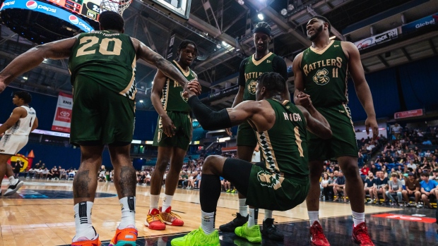 Saskatchewan Rattlers celebrate, CEBL Saskatchewan Rattlers celebrate