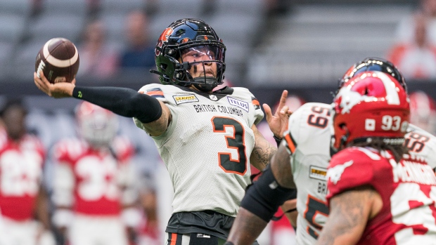 Adams Jr. throws three TDs, Burnham kicks winner as Lions beat Stamps
