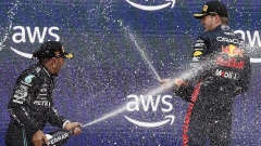 Lewis Hamilton (left) and Max Verstappen