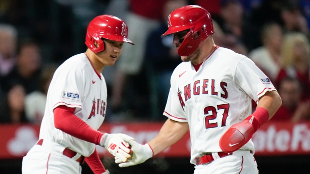 Ohtani homers, Trout comes up big in Angels' win over Cubs