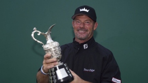 Cejka wins playoff with Harrington at wet and windy Senior British Open