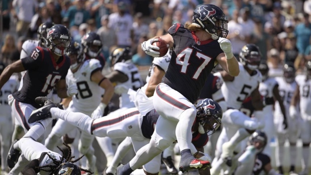Beck's rare TD return propels Texans to rout of Jaguars