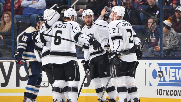 Dwight King, Kings celebrate, Jamie Sabau/National Hockey League/Getty Images Dwight King, Kings celebrate
