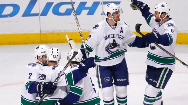 Canucks celebrate, CP Canucks celebrate