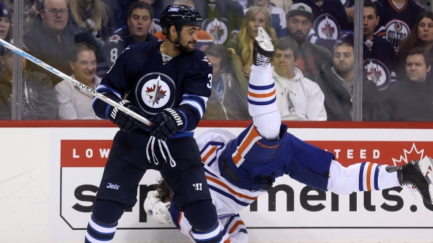 Jets Dustin Byfuglien Oilers Luke Gazdic