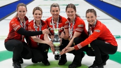 Rachel Homan, Tracy Fleury, Emma Miskew, Sarah Wilkes and Rachel Brown