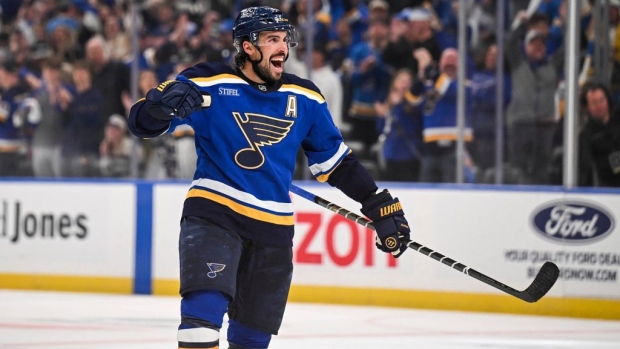 Blues score three 2nd period goals to beat Jets 5-1 and tie series 2-2 Sunday Article Image 0, The Canadian Press Blues score three 2nd period goals to beat Jets 5-1 and tie series 2-2 Sunday Article Image 0