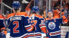 Connor McDavid and Oilers celebrate