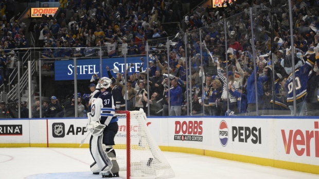 Jets goalie Hellebuyck pulled for third straight road game as Jets fall to Blues Article Image 0, The Canadian Press Jets goalie Hellebuyck pulled for third straight road game as Jets fall to Blues Article Image 0