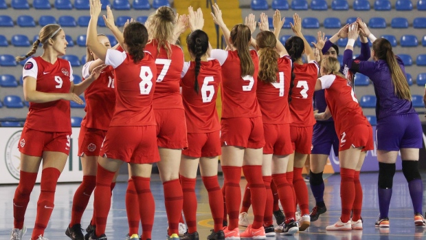 Canada women celebrate international debut by winning CONCACAF W Futsal Championship Article Image 0, The Canadian Press Canada women celebrate international debut by winning CONCACAF W Futsal Championship Article Image 0