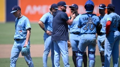 Chris Bassitt walks off the mound