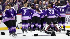 Minnesota Frost celebrate winning PWHL Finals