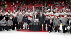 Florida Panthers pose with the Prince of Wales trophy