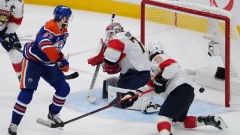 Edmonton Oilers' Connor McDavid and Florida Panthers goalie Sergei Bobrovsky