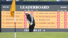 Scottie Scheffler in front of Open Championship leaderboard