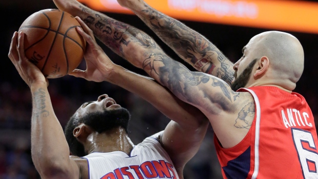 Drummond fouled by Antic, The Canadian Press Drummond fouled by Antic