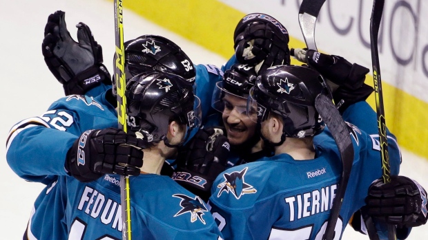 San Jose Sharks Celebrate, The Canadian Press San Jose Sharks Celebrate