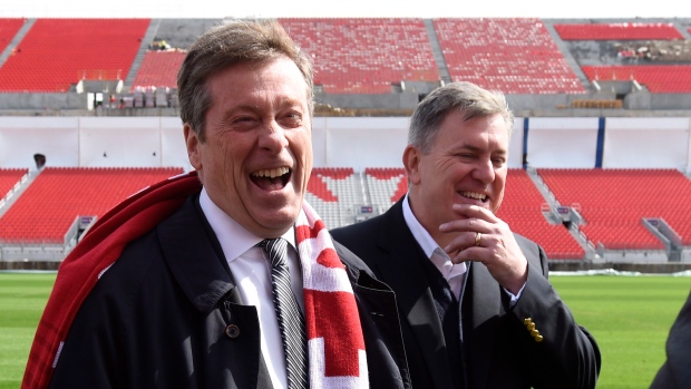 John Tory and Tim Leiweke, The Canadian Press John Tory and Tim Leiweke