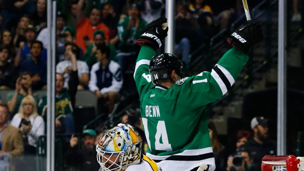 Jamie Benn celebrates, The Canadian Press Jamie Benn celebrates