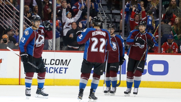Jarome Iginla, Avalanche celebrate, The Canadian Press Jarome Iginla, Avalanche celebrate