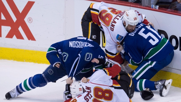 Flames, Canucks brawl