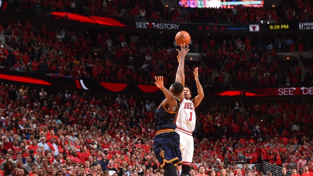 Derrick Rose shoots, Jesse D. Garrabrant/National Basketball Association/Getty Images Derrick Rose shoots