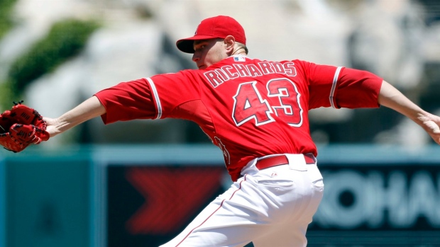 Angels pitcher Garrett Richards working on no-hitter through 6 innings against Astros Article Image 0