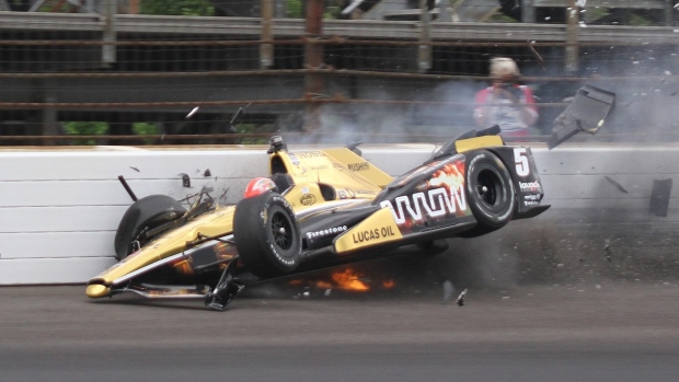 James Hinchcliffe crashes at Indianapolis Speedway, The Canadian Press James Hinchcliffe crashes at Indianapolis Speedway