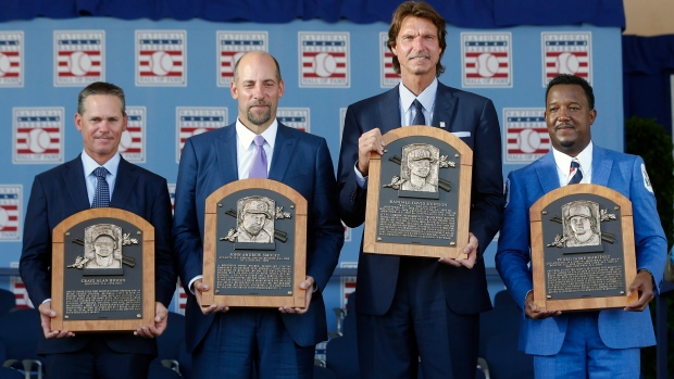 Craig Biggio John Smoltz Randy Johnson Pedro Martinez, The Canadian Press Craig Biggio John Smoltz Randy Johnson Pedro Martinez