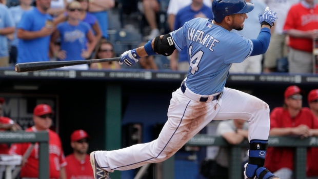 Infante hits winning single in 9th, Cain has 3 doubles as Royals beat Angels 5-4 Article Image 0, The Canadian Press Infante hits winning single in 9th, Cain has 3 doubles as Royals beat Angels 5-4 Article Image 0