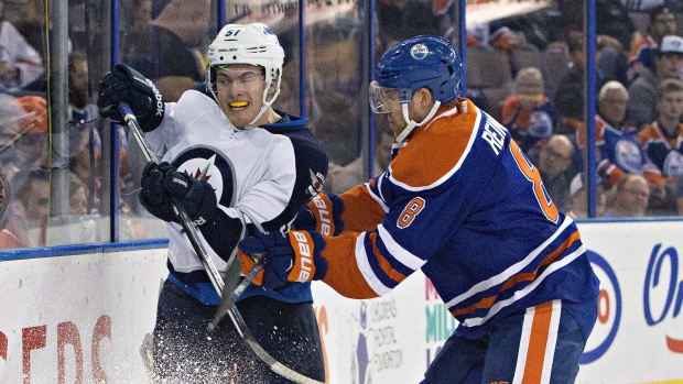 Jets Andrew Copp Oilers Griffin Reinhart, CP Jets Andrew Copp Oilers Griffin Reinhart