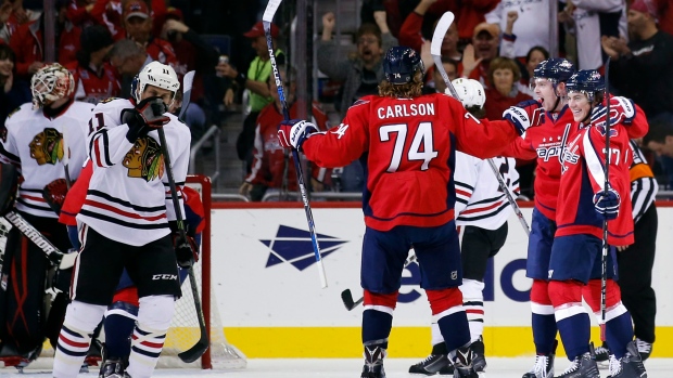 Capitals celebrate vs. Blackhawks, The Canadian Press Capitals celebrate vs. Blackhawks