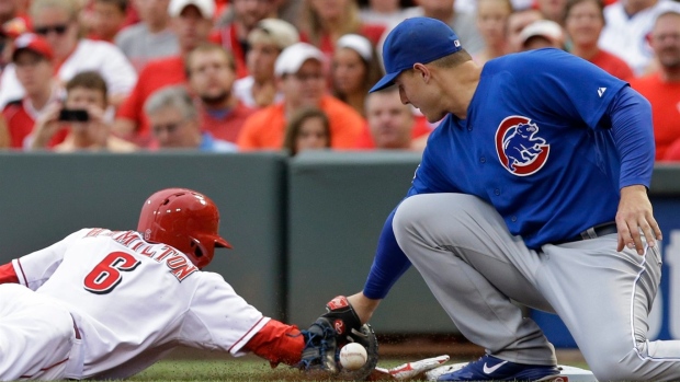 RF Bruce moves to 1B and commits error, then homers to help Reds rally for 9-3 win over Cubs Article Image 0, The Canadian Press RF Bruce moves to 1B and commits error, then homers to help Reds rally for 9-3 win over Cubs Article Image 0